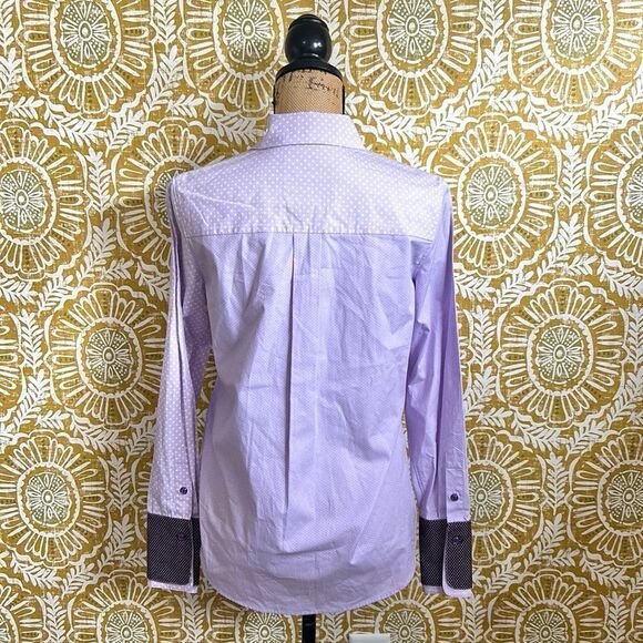 NWOT Le Superbe Ex-Boyfriend Double Cuff Button Down Shirt in Lavender Fields 0 - Picture 13 of 16
